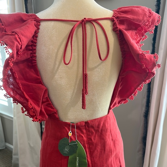 NWT - FARM Rio Red Ruched Mini Sundress - Picture 5 of 7